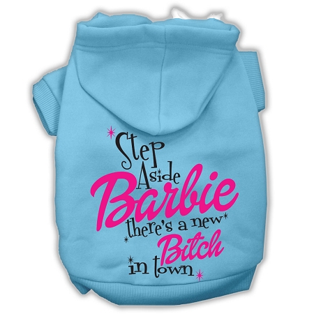 New Bitch in Town Screenprint Hoodie Baby Blue M